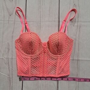 3 FOR 12 SALE VICTORIAS SECRET  DEMI BRA MESH CORSET ZIP FRONT PINK 32C